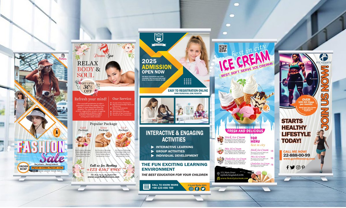 Are you looking for a professional Banner design and visual Roll up banner for your business at a reasonable price? Check out my Professionalism : cutt.ly/zwnrLlEc Contact With Me : Email : muhammadkawshar01@gmail.com WhatsApp : +880 1774-037257