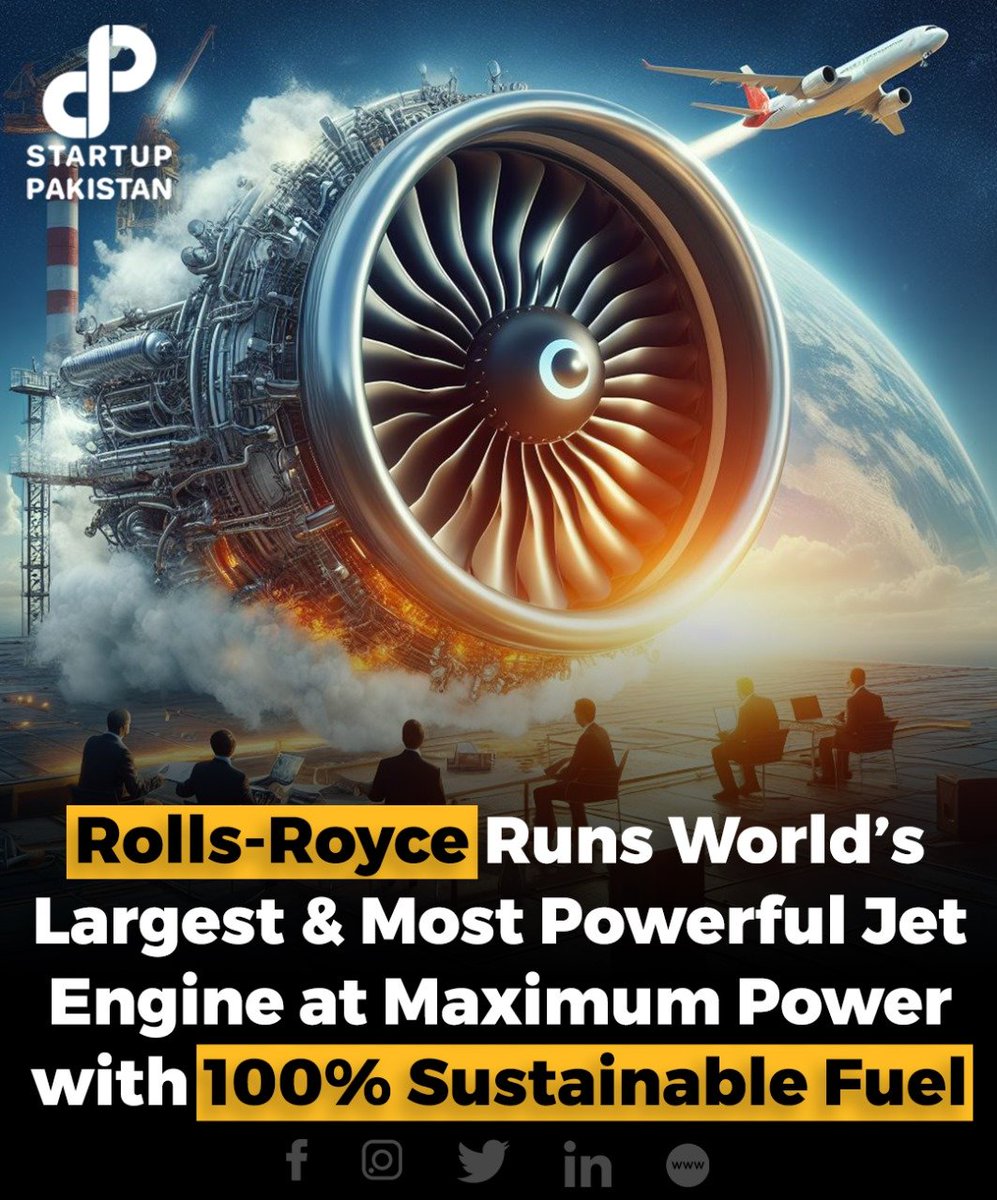 Rolls-Royce has achieved a significant milestone in sustainability by successfully running its UltraFan demo jet engine at full power using 100% Sustainable Aviation Fuel (SAF). 

 #RollsRoyce #SustainableAviation #InnovationLeadership #AviationTechnology #GreenTechMilestone