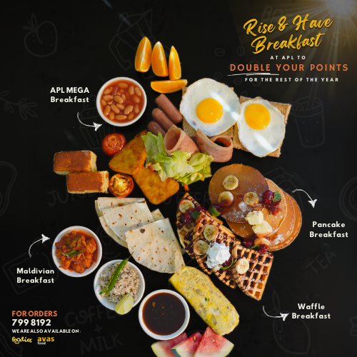 ollo_house's tweet photo. 𝐃𝐨𝐮𝐛𝐥𝐞 𝐲𝐨𝐮𝐫 𝐩𝐨𝐢𝐧𝐭𝐬 every time you indulge in any of our fabulous breakfast spread until the end of the year! 🍳🥐☕

Pictured:

🍳 Maldivian Breakfast
🍳 APL Mega Breakfast
🍳 Pancake Breakfast
🍳 Waffle Breakfast

Contact : 7998192
For registration and more information :
https://t.co/7dPRYDsMsA
https://t.co/K3PJfcwMSr

#AminaPremiumLounge #FalimGroup #membersonly
#restaurantsinmaldives #cafesinmaldives
#AminaLuxury #MaldivesGetaway #MembersOnly
#BreakfastPromos 
#AminaIndulgence