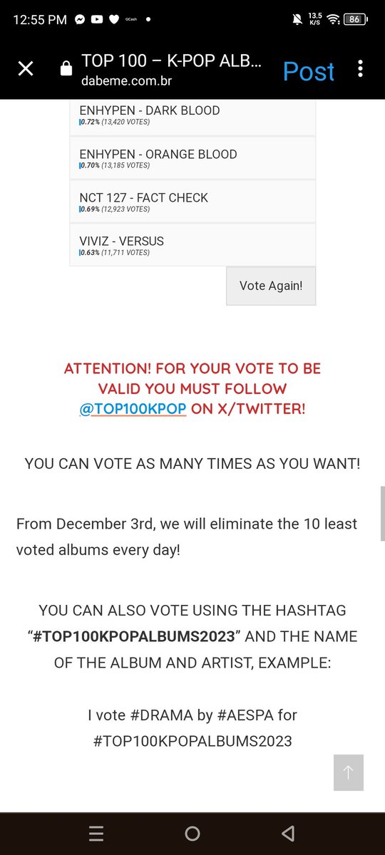 Magdale01033758's tweet photo. MOAs VOTE NOW!!! 
We must enter TOP 20 
Voting is easy and unlimited

I vote #TheNameChapterTemptation by #TOMORROW_X_TOGETHER for #TOP100KPOPALBUMS2023

I vote #TheNameChapterFreefall by #TOMORROW_X_TOGETHER for #TOP100KPOPALBUMS2023 https://t.co/wZ62Tpu8AS