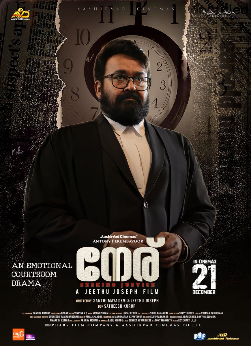 NERU ⚖️
#Mohanlal as Adv Vijay Mohan 
@Mohanlal #JeethuJoseph #AntonyPerumbavoor #AashirvadCinemas #PriyaMani #AnaswaraRajan #SanthiMayaDevi  #NeruMovie #NeruOnDec21