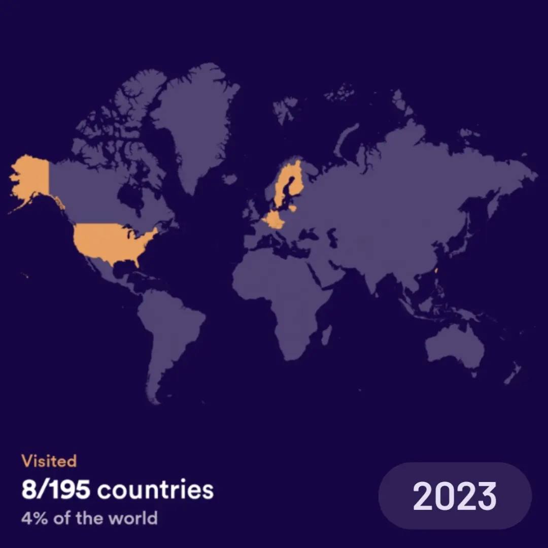 cybette's tweet image. Not quite pre-covid levels, but glad I was able to visit my family in Taiwan early this year after 3.5 yrs of travel restrictions. In 2022, 3 out of 10 trips were for work, in 2023, it's 8/12. I think I'm overworked this year, need more leisure/relaxing trips in 2024! #travelmap