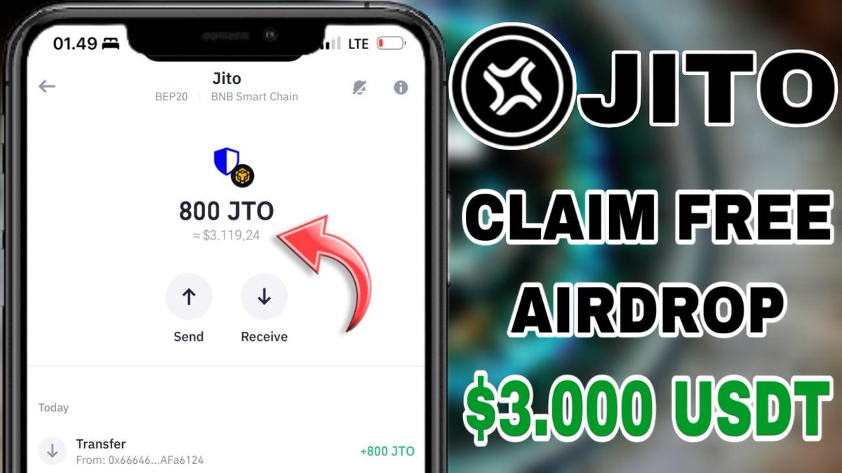 airdropkingdomz's tweet photo. 🎉THE BIG AIRDROP🎉
✅INSTAN CLAIM $3.000 USDT✅ 
Jito ( JTO ) 

📖 Step-by-step guide:
1️⃣ Copy link: 🔗 https://t.co/vvrfsQv7i2

2️⃣ Paste Link in Trust Wallet or Metamask DApps -  Search bar
3️⃣ Select Smartchain Network
4️⃣ Press BUY or Claim
5️⃣ Confirm Transaction
6️⃣ Done https://t.co/6KDlTWY7IZ