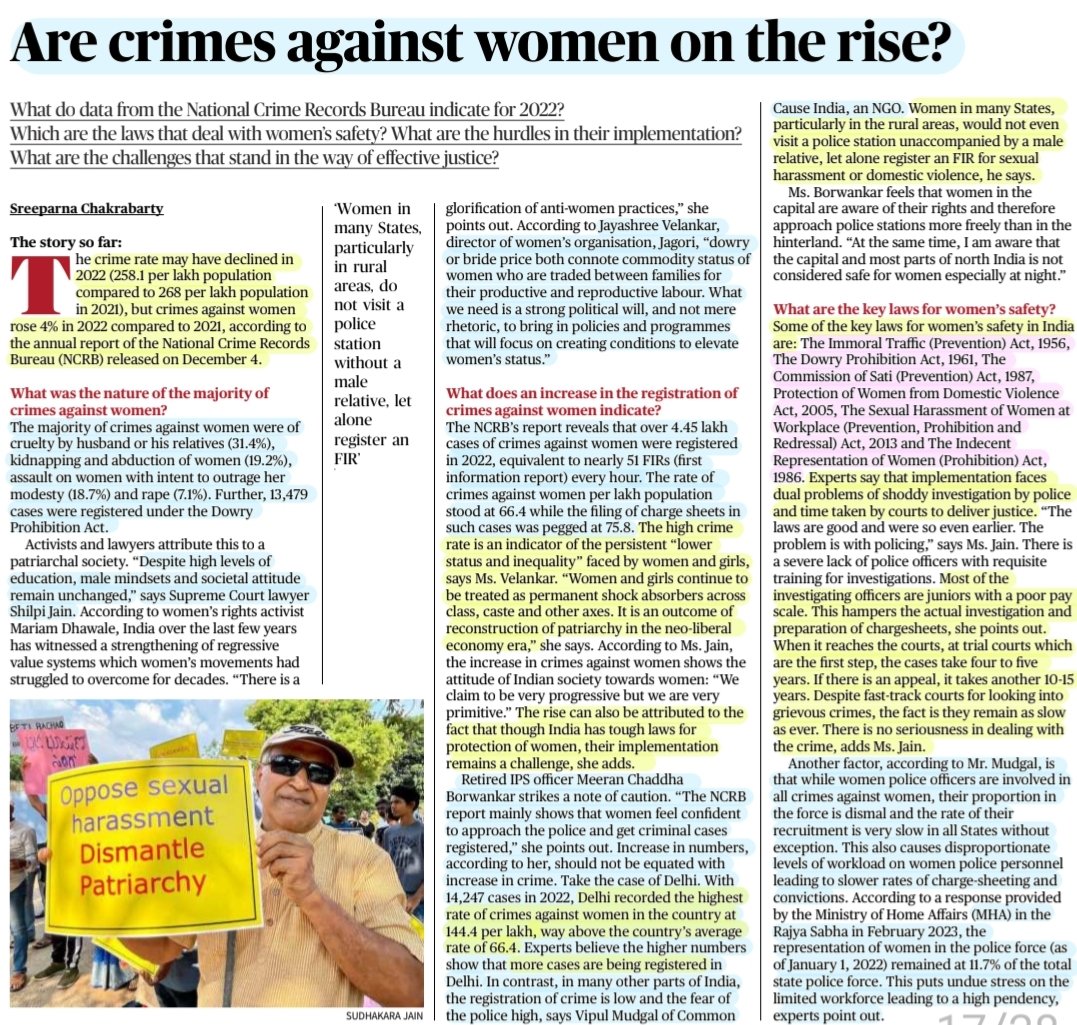 'Are Crimes against Women on the rise?'

:Details by Ms Sreeparna Chakrabarty

Inputs: Ms Shilpi Jain,Ms Jayashree  Velankar, Meeran Borwankar Mam,Sh Vipul Mudgal

#NCRB #CrimesAgainstWomen 📈
#Crime #women 
#Delhi
#Police #RepresentationMatters 
#Justice #law 

#UPSC 
Source:TH