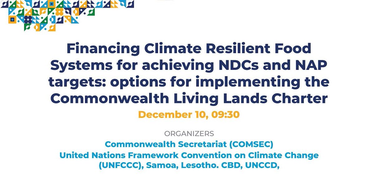 IFPRI (@ifpri) on Twitter photo 🔔Happening now: #COP28UAE event "Financing Climate Resilient Food Systems for achieving NDCs and NAP targets- options for implementing the Commonwealth Living Lands Charter"
Speakers include IFPRI’s <a href="/ClaudiaRingler/">ClaudiaRingler</a>
📺Watch livestream here: ow.ly/UnNO50Qg4RH 🔔Happening now: #COP28UAE event "Financing Climate Resilient Food Systems for achieving NDCs and NAP targets- options for implementing the Commonwealth Living Lands Charter"
Speakers include IFPRI’s <a href="/ClaudiaRingler/">ClaudiaRingler</a>
📺Watch livestream here: ow.ly/UnNO50Qg4RH