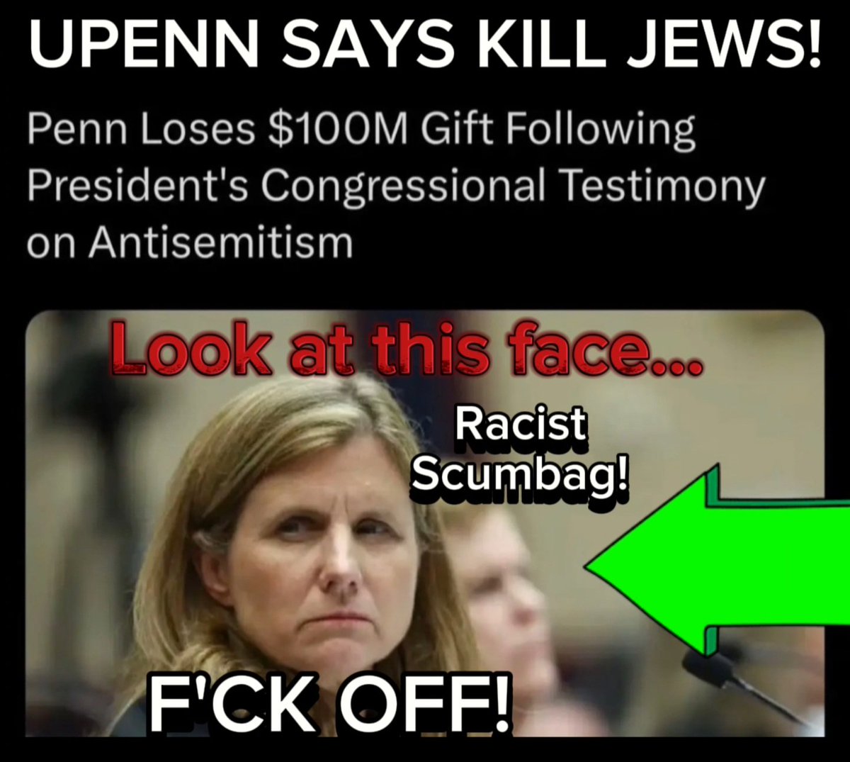 _chatterboxmama's tweet photo. UPenn! MIT! Harvard! F'ck all of them! This is why NOBODY wants Palestinians! It's like a cancer! Killing everything, American! These people make me sick! #HamasMassacre #HamasislSIS #PalestineisHamas #IsrealStrong #Gaza #bidenswars #Palestinewasneverastate #bbcqt https://t.co/ZUOcd0mvpv