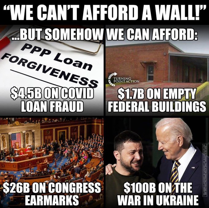 Remember back when all Trump wanted was $10 billion for a wall and BOTH parties in Congress stalled it (Speaker Paul Ryan) and complained that we couldn't afford it? 🤡🌎