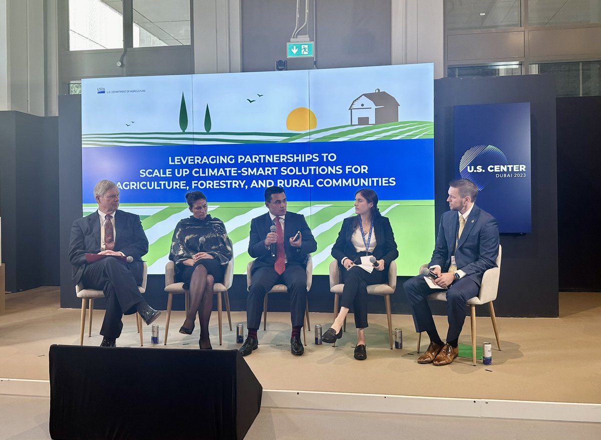 Today at #COP28, we highlighted how @USDA’s Partnerships for Climate-Smart Commodities project partners are helping create more opportunities for farmers and forest landowners to implement climate-smart practices and leverage markets for their value-added goods.