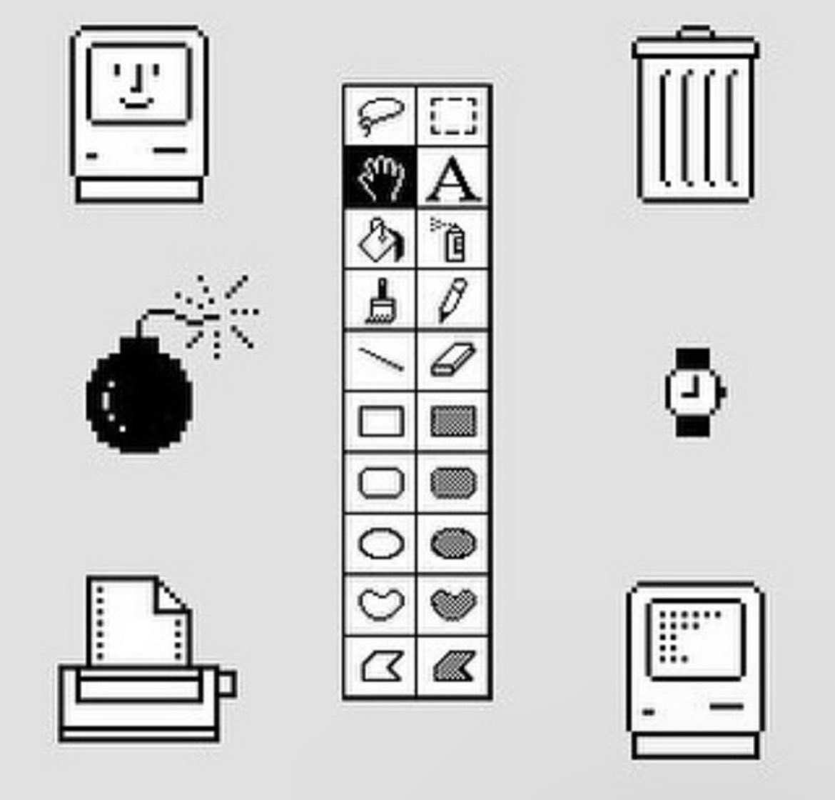 Susan Kare was an early Apple artist who designed many of the fonts, icons, and images for Apple, NeXT, Microsoft, and IBM (1980s).