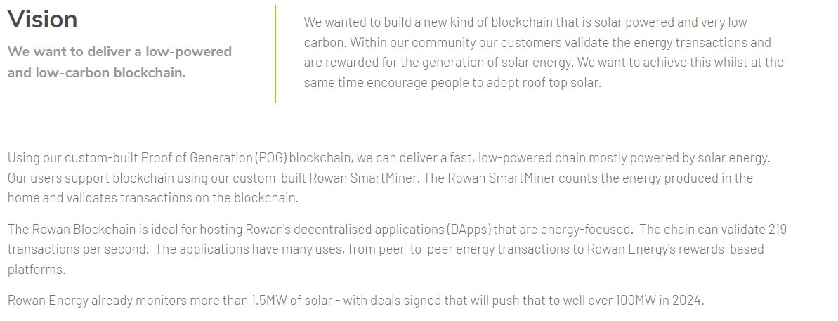 Recently came across $RWN @RowanEnergy 

Proof-Of-Generation Zero-Carbon Blockchain. Having a smart miner installed on solar roofs generating income for the owners.

- Doing 16M revenue
- Owners don't have to deal with crypto
- Real use case and users
- Carbon Neutral
- 12MC