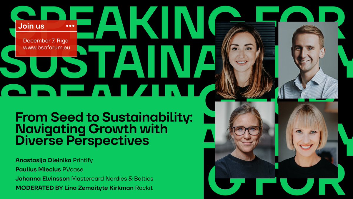 Join the Baltic Sustainability Awards &amp; Forum on Dec 7 in Riga to discover insightful panel discussions from high-growth companies navigating from seed to sustainable models 🌿 Full agenda: balticsustainabilityawards.eu/forum