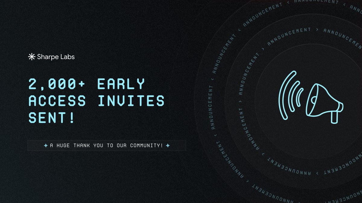 🎉 Over 2K Early Access invites processed! 

You guys are incredible! 🚀🌟

Sign up now to Earn Sharpe Points 🪂📈