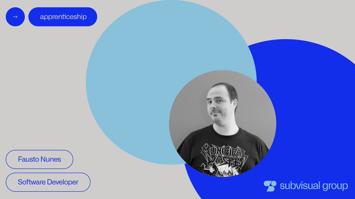 groupsubvisual's tweet image. This is Fausto. Our new apprentice from Lisbon. He worked as a Tech Recruiter for many years but decided to become a full-time Software Developer.

Fausto enjoys learning new technologies but leans towards front-end development. Say hi 🙂

#subvisualacademy #apprenticeship