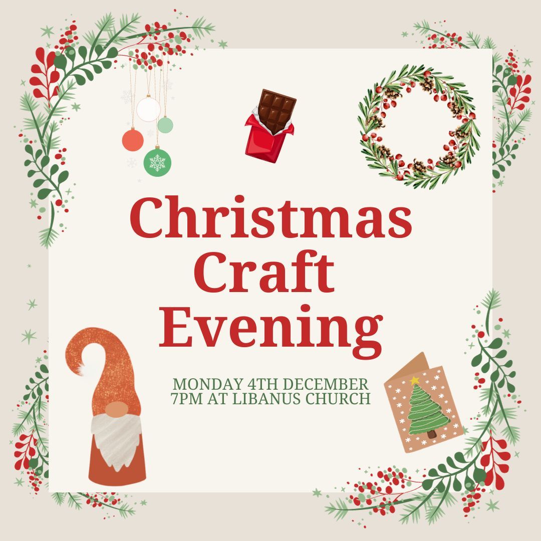 It's beginning to look a lot like Christmas! 
We are very excited for our Christmas craft evening next week, and we hope to see you there! It'll be a fun relaxed night, which is free for all and no previous crafting experience is needed!