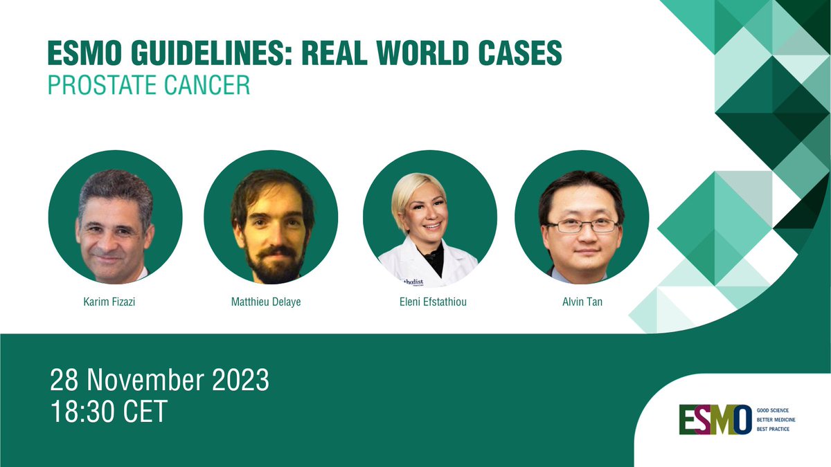 Last call 📢 Register today for a unique opportunity to submit your questions to experts in #ProstateCancer developing and implementing the ESMO Guidelines. ⏰ 28 Nov at 18:30 CET. Register now: ow.ly/Nur950QbRbT @EfstathiouEleni @DelayeMatthieu #PCSM