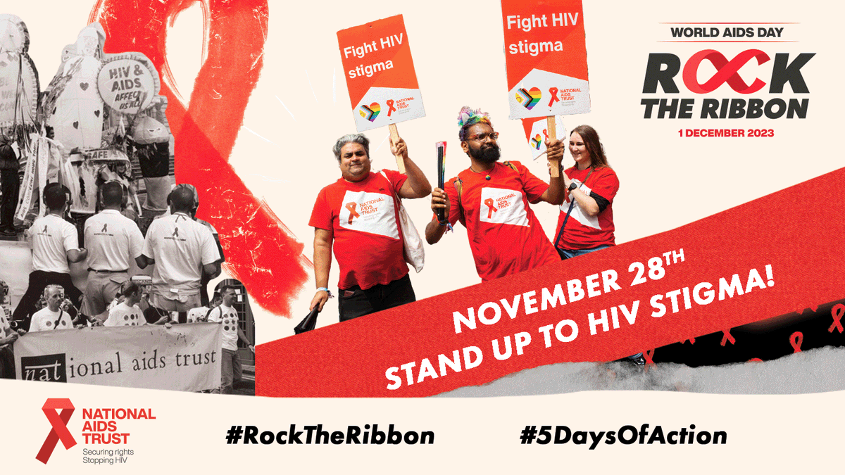 NAT_AIDS_Trust's tweet photo. On the second day of our #5DaysOfAction, we’re asking you to add your name to the public record of opposition to HIV stigma.

Join us in standing up to HIV stigma and help stop hate and prejudice toward people living with HIV. Sign here🔻

https://t.co/j6bh2Fp1fr 

#WorldAIDSDay https://t.co/QuHaQs3fXH
