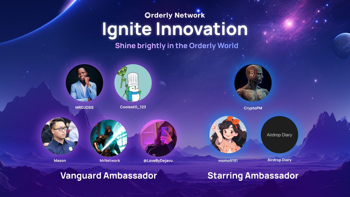 OrderlyNetwork's tweet photo. 1/ We're thrilled with our ambassador program's launch! โจ
Overwhelmed by fantastic articles, videos, and threads.
Today, we spotlight some exceptional ambassadors, our vanguards and stars, for their significant impact. A big thanks to all! โจ
#AmbassadorSpotlight https://t.co/x2FtrGH4FP