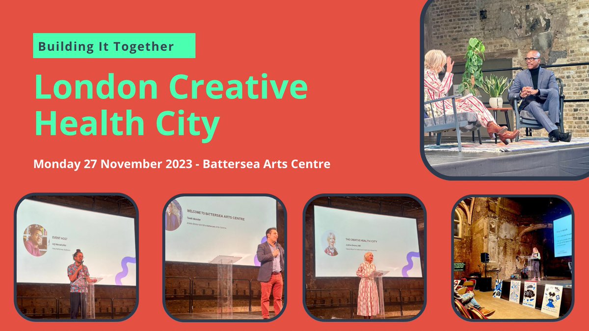 Wonderful energy @battersea_arts y’day with 300+ Londoners coming together to explore Creative Health in our city 🎉 

An inspirational start to the day with @ProfKevinFenton @justinesimons1 @TarekIskander1 @TheLeano @LAHArtsHealth @ace_national @LDN_Culture 

#LDNCreativeHealth