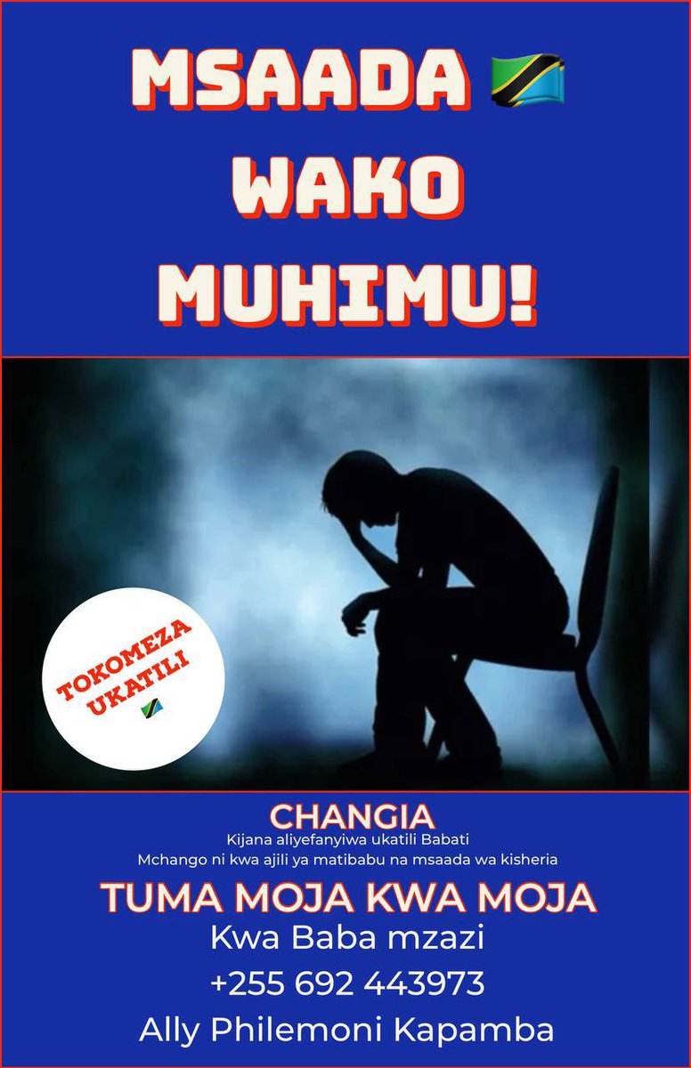 DEUSDEDITHSOKA's tweet photo. Ukiwa kama mtanzani Mpenda haki
Msaada wako ni muhimu sana kwa
Kijana #Hashimu na wenzake ili waweze,
Kupata matibabu na Msaada wa kisheria
Ninaamini Nguvu ya umma ni nguvu ya
Mungu.

Tushirikiana kwenye swala hili, sambaza ujumbe huu mara nyingi uwafikie watu
Wengi🙏🏻 https://t.co/GuW8niY9et