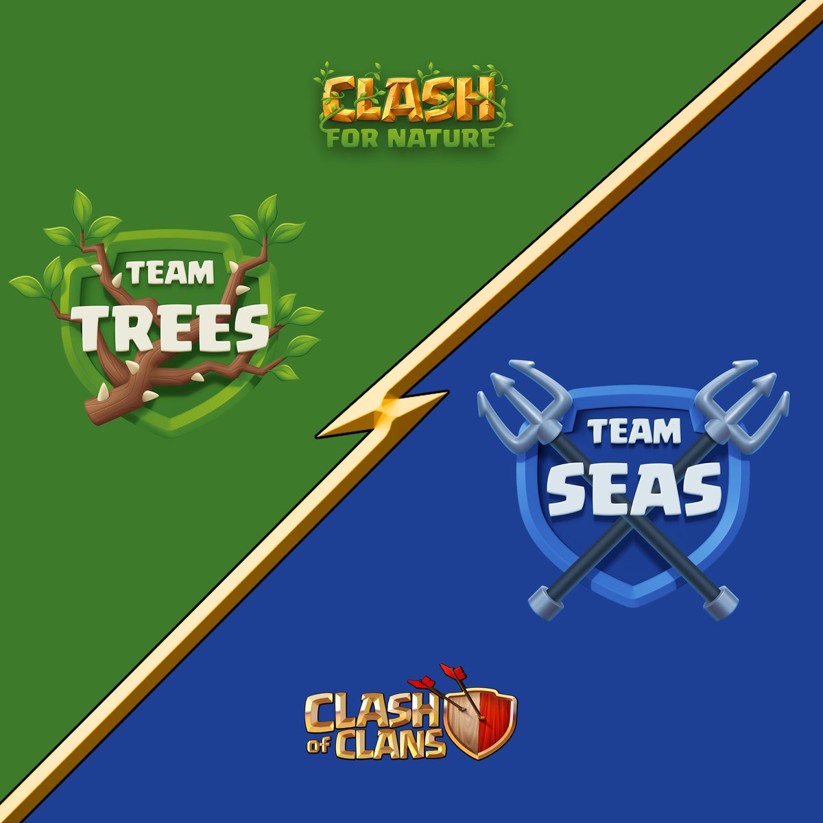 We’re thrilled to announce our partnership with @Supercell for Clash for Nature! 

Engage in epic Clash of Clans battles, accumulate gold for a greener world, and choose your team to support a good cause. 

What team will you be joining? #ClashForNature #GamingForGood