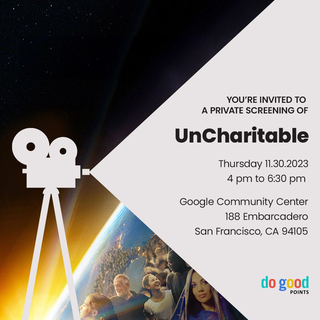 It's GivingTuesday like never before! Join us for an exclusive screening of "UnCharitable" followed by a live Q&amp;A with director Stephen Gyllenhaal.

Date: 11/30
Location: Google Community Center, SF

Limited spots! RSVP now forms.gle/kAEaDcY6smigFy…

#UnCharitableMovie