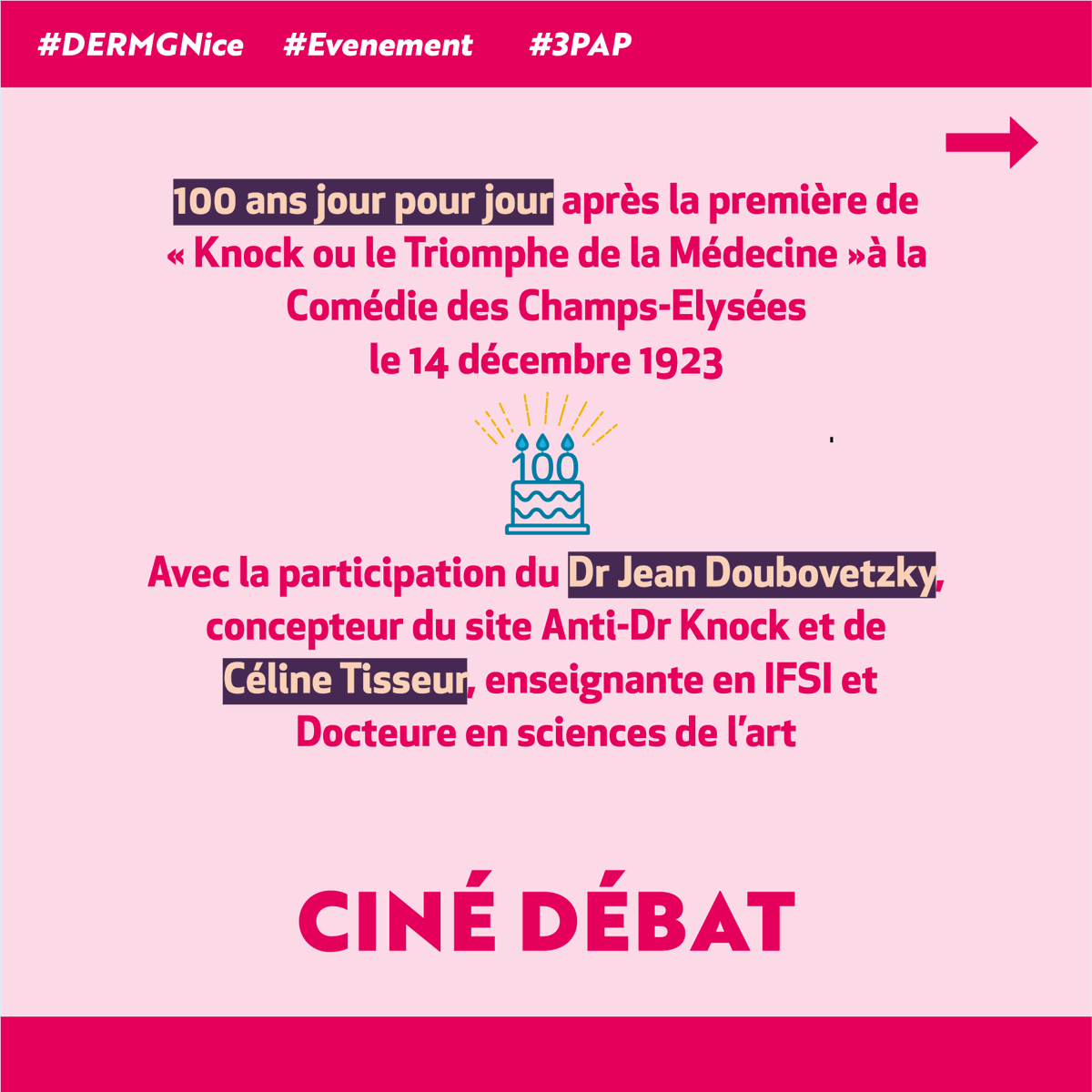 DermgNice's tweet photo. 💯 ans jour pour jour après la première de 
« Knock ou le Triomphe de la Médecine »

🎞 Ciné-débat tout public

👏3 points d'apprentissage personnalisé https://t.co/6KYM2J9D4f