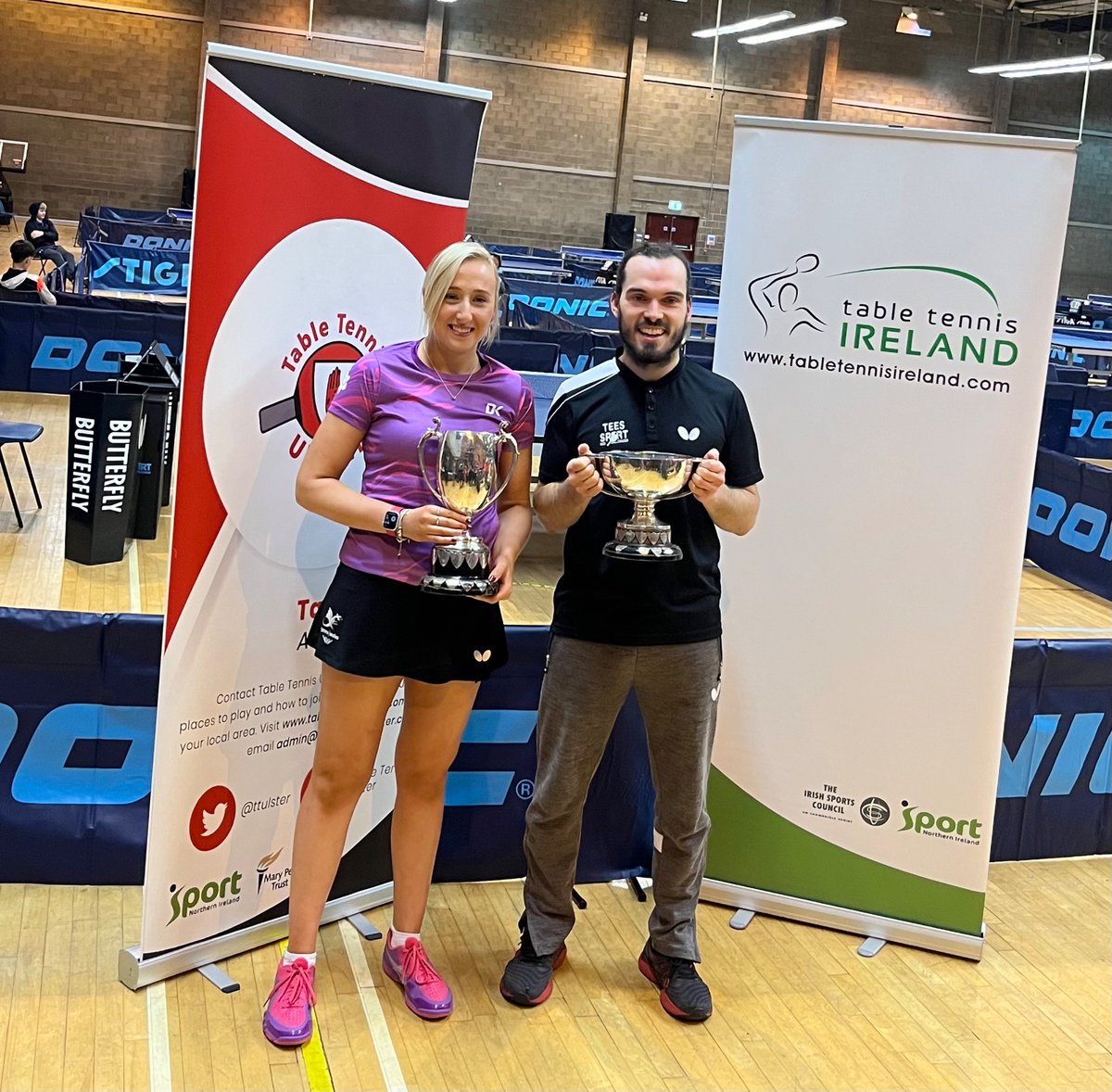 Congratulations to Charlotte Carey and Paul McCreery for winning the Robinson's Ice Cream Ulster Open Championships 2023 👏👏🏆🏆🏓