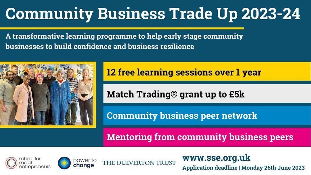 We're delighted and honoured to announce that we have been accepted into the new cohort of businesses for <a href="/SchSocEnt/">The School for Social Entrepreneurs</a> Community Business Trade Up Programme.