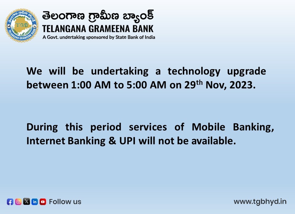 OfficialTGBHYD's tweet image. Downtime Notification. We regret the inconvenience caused.

#downtime #ServerUpgrade #tgbtalks #tgbcares #SBI #sbi #g20india #G20Summit #g20summit #G20Summitindia #g20