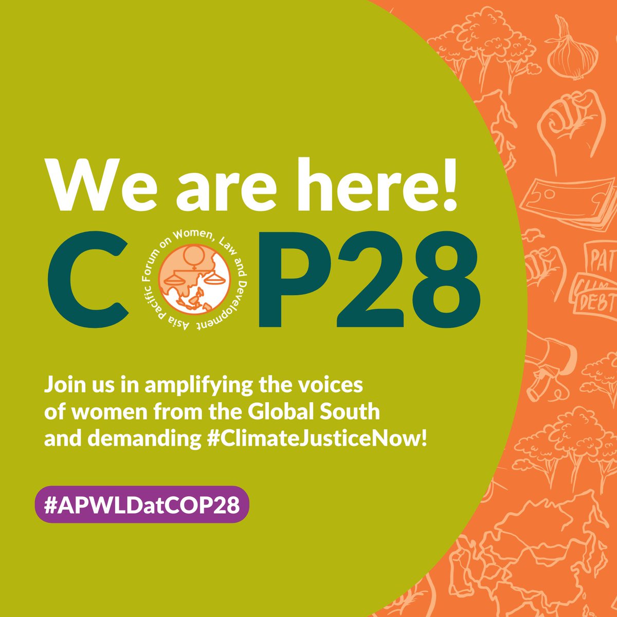 The Asia Pacific Forum on Women, Law and Development (APWLD) attends #COP28 in Dubai, United Arab Emirates (UAE) to bring forward the demands of our members and partners from the Asia-Pacific region. Follow us for more updates on #APWLDatCOP28 ✊🌏