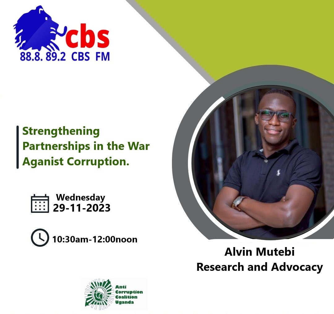 mirembe_eron's tweet photo. Come join the struggle against corruption.#UgAntiCorruptionConvention, catch @dr_mutebi live on @CBSfm 
@Accu_Ug @actionaiduganda @IGGUganda @PPDAUganda @GCICUganda
@DKinUganda
 @AntiGraft_SH @DKinUganda @tiuganda1
@dr_mutebi
 @ugandadebtnet https://t.co/jWI4zO03Ye