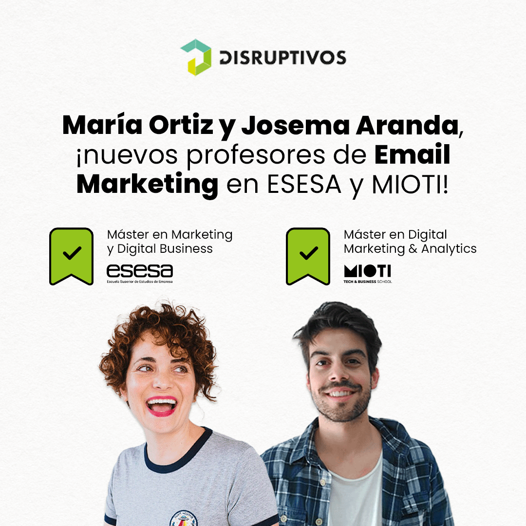disruptivos's tweet photo. ATENTOS alumnos del Máster en Marketing y Digital Business de @ESESAIMF  y alumnos del Máster en Digital Marketing &amp; Analytics de @MyMioti. 😎​

En estas nuevas ediciones... ¡tendréis por primera vez a @mortizs y a @josemaAD como profesores de #EmailMarketing! 🔥​🔥​🔥 https://t.co/pSkypxDFQO