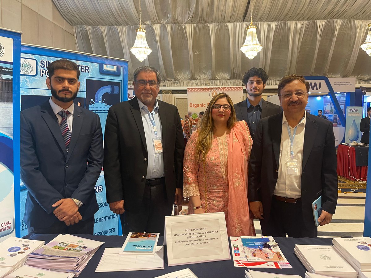 6th International Water Conference in Karachi, Project Director <a href="/nzessani/">Nazeer Essani- MEMON</a> Mr. Ahsan Leghari and Maryam Minhas at the stall