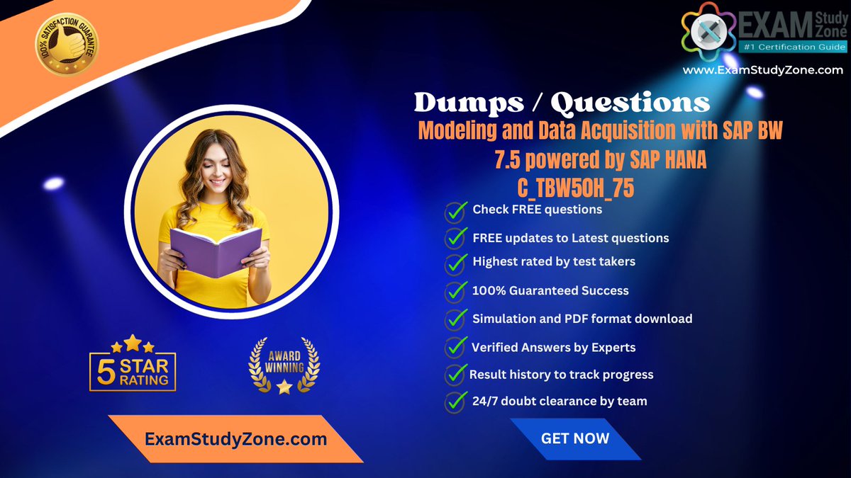 examstudyzone's tweet image. 💪 Confidence in Modeling and Data Acquisition with SAP BW 7.5 powered by SAP HANA starts here! Master the C_TBW50H_75 exam questions with our course and shine bright. 
Check Now: examstudyzone.com/course/modelin…
#ConfidentCoder #DreamsToReality #AceTheExam