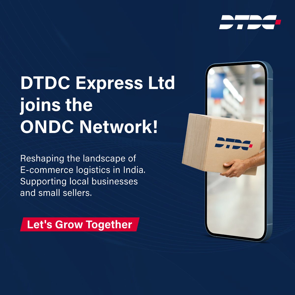 DTDCIndia's tweet photo. We're thrilled to share that DTDC Express Ltd is now live on the ONDC Network! 
In perfect alignment with the evolving digital commerce ecosystem, we're committed to meeting the growing demands of businesses nationwide.

#DTDCExpress #ONDC #Bookyourshipment #Parcel #Digital #Ecommerce #ONDC #Partnership #Growth #DTDCShipping #BusinessGrowth