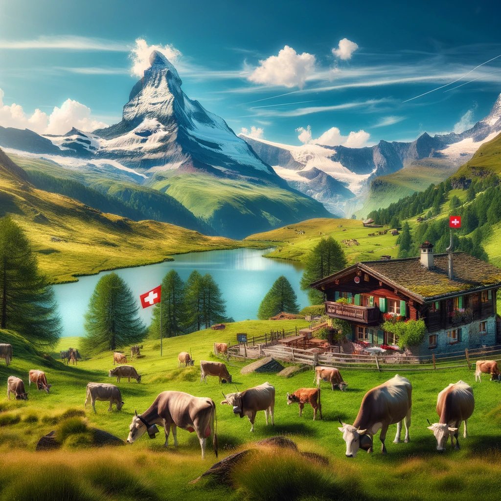 🇨🇭Hopping on the "make it more" trend for ChatGPT, I asked it to make an image encapsulating Switzerland and the kept asking it to make it "more swiss"

Initial image