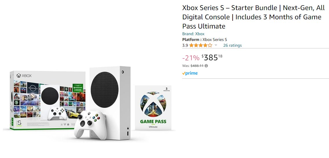 Xbox Series S 512GB 3 Month Game Pass Ultimate Starter Bundle