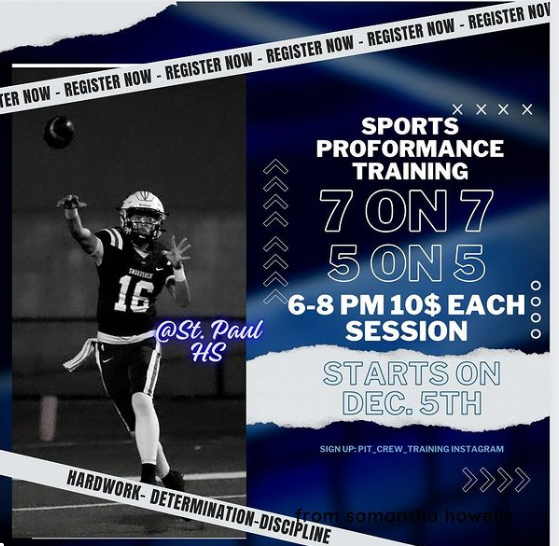 *SIGN UP NOW* Sports performance training from 6 to 7 PM. 7 on 7, 5 on 5 training from 7 pm to 8 PM. 10$ each Session. 6th, 7th and 8th graders. We will form teams to compete in local tournaments and the 4 Vert league. DM @pit_crew_training on IG or go to: docs.google.com/forms/d/e/1FAI…