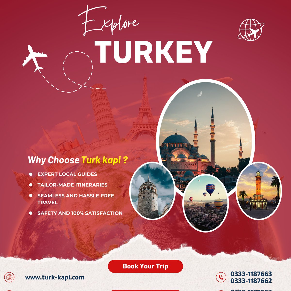 Your comfort is our priority! Choose us for hustle free tour and discover Turkey where every step unveils a thousand stories.

🌎 turk-kapi.com
📞 0333-1187662 / 0333-1187663

 #TurkishHeritage #CulturalExploration #DiscoverTurkey