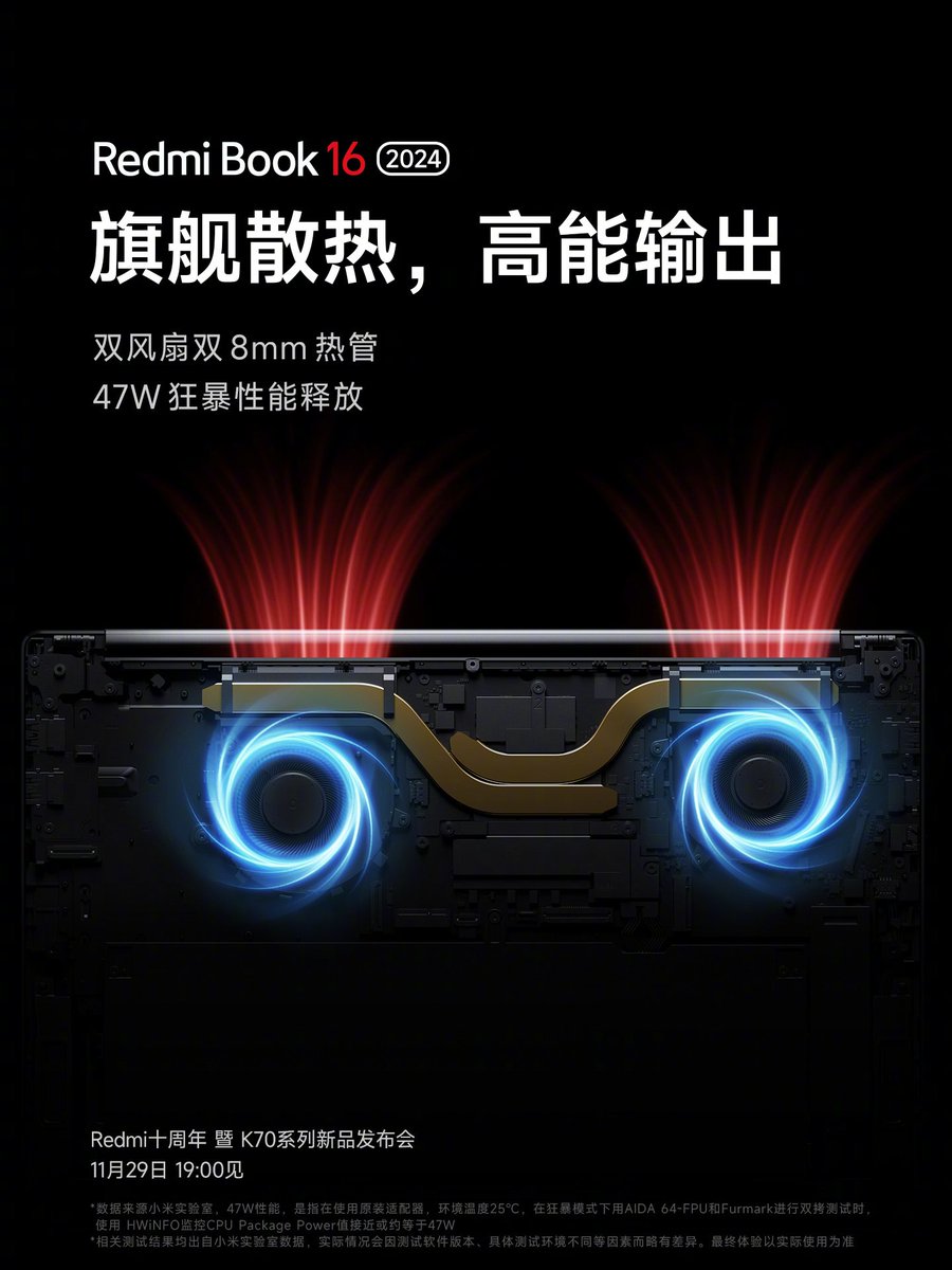 TusharG98540565's tweet photo. Redmi Book 16 2024 Edition

• 2.5K 120Hz Display, 400 nits Brightness, Dolby Vision, DC Dimming
• Intel i5 13500H 
• 72Wh + 100W GaN Charger
• Dual Fans and Dual Heat Pipes (47W)
• Full Metal Body
• 1.68 kg weight
• 15.9mm thin

#Redmi #RedmiBook16 https://t.co/MSNcGiT4RO