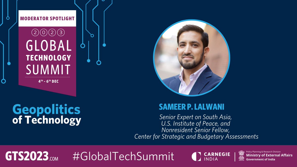 @splalwani is a Senior Expert on South Asia at @USIP, and Nonresident Senior Fellow at @CSBAdc. He researches on deterrence, interstate rivalry, alliances, defense technology, and Indo-Pacific security. Join his discussion at #GlobalTechSummit. Register: GTS2023.COM