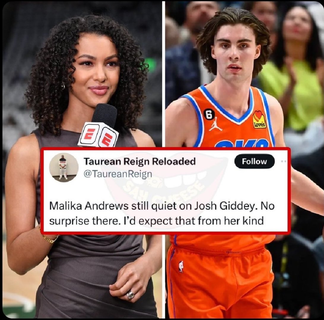 🚨‼️🛌 🔧 CHRONICLES

Malika ⚪️ Andrews is unusually quiet about the Josh Giddey “situation”
#malikaandrews