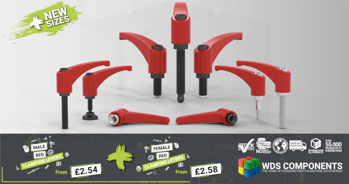WDSComponents's tweet image. 🚨 RANGE EXTENSION ALERT! 🚨

We've added red clamping handles in additional sizes! 🛠️ 🔩⭕ Both male and female configurations, in a material and size to suit you.

View the range here: 👉 bit.ly/3QWUy0a

#handles #manufacturing #components