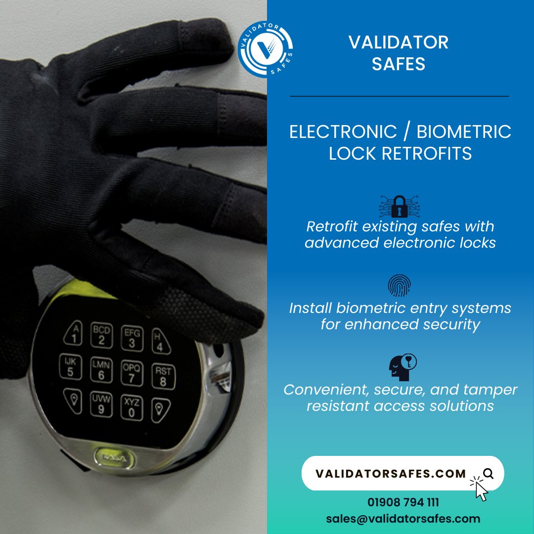 validatorsafes's tweet image. 👨‍💻 Maximise #security and convenience by upgrading your existing #safe's #KeyLocks with our advanced #ElectronicLocks
--
Learn more and enquire at
🌐 - validatorsafes.com/services/
📲 - 01908 794 111
📨 - sales@validatorsafes.com
--
--
#ValidatorSafes #AssociatedSecurity #Locksmith