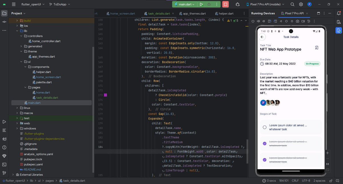 FahDejon's tweet image. So, it's a 3 pages ToDo app and I'm just freestyling the UI with @FlutterDev . Here comes page 2 of it.