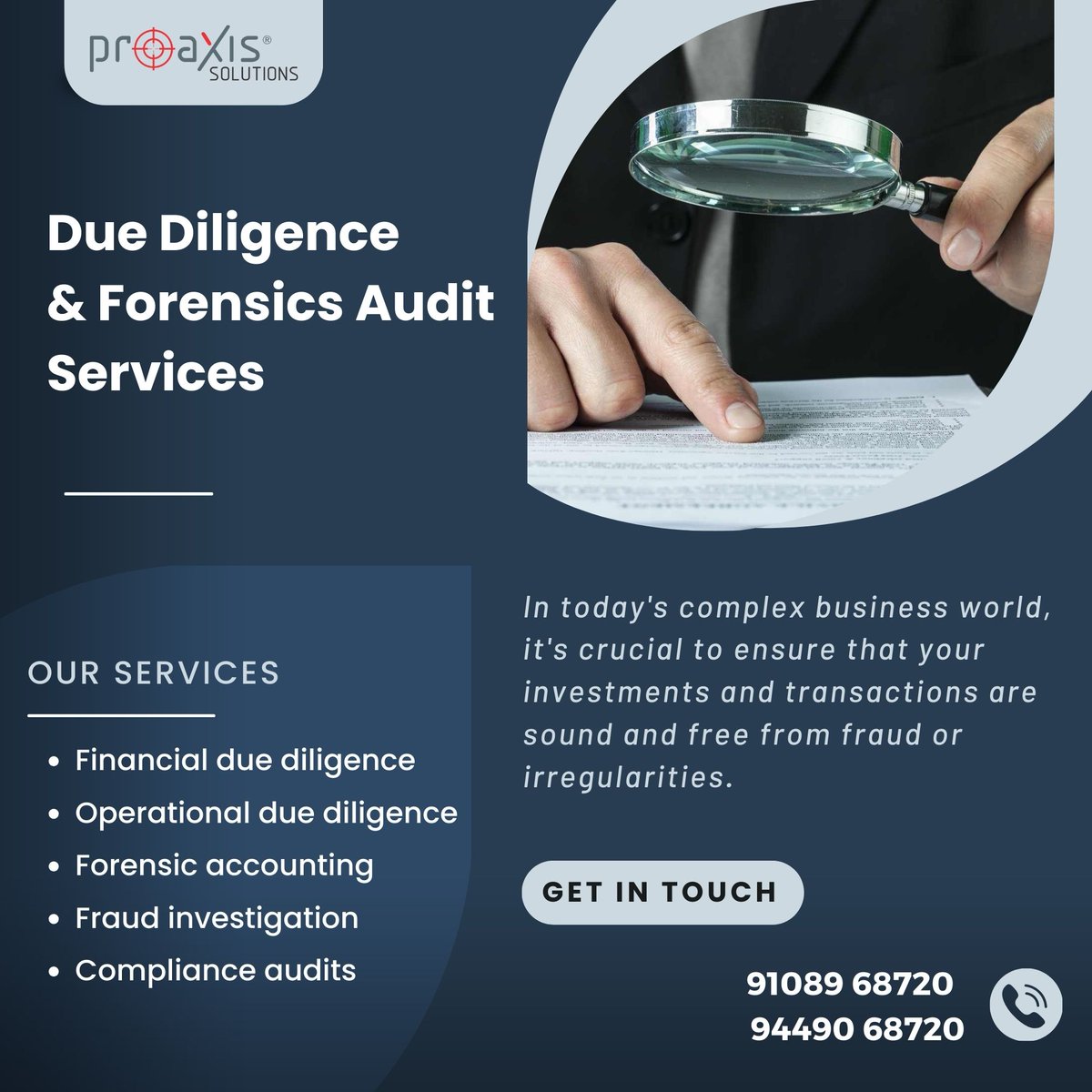 '🔍 Discover the Truth: Due Diligence & Forensic Audits 🕵️‍♂️

For more info, visit us: proaxissolutions.com/forensics

#forensicaudit #dnaforensics #discovertruth #forensicscience #forensics #cyberforensics #proaxissolutions