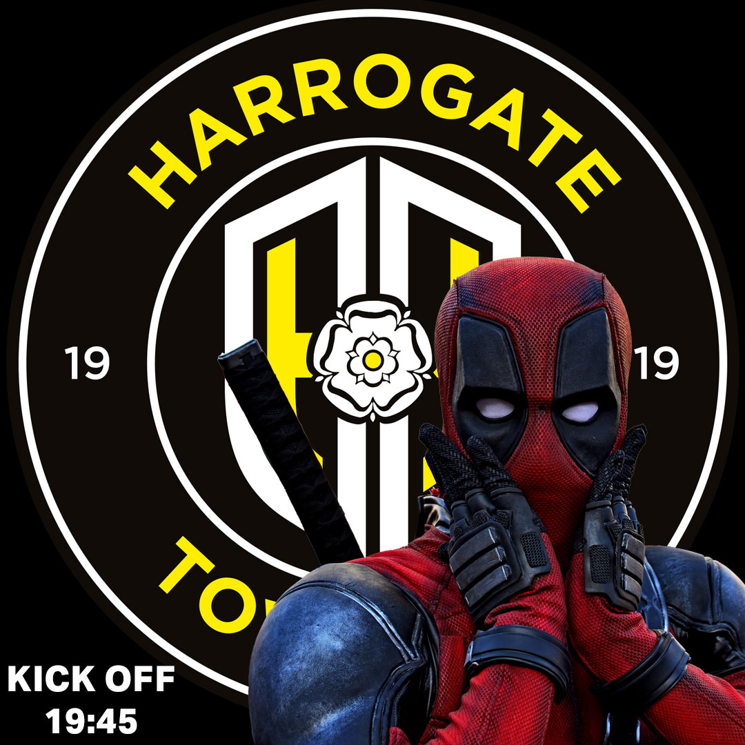 Harrogate vs Wrexham - tonight at 19:45! 

#findyourfeelgood #harrogatetownafc #wrexham_afc #deadpool #EFLleague2 #football #vancityreynolds #robmcelhenny #wrexhamfx #harrogate