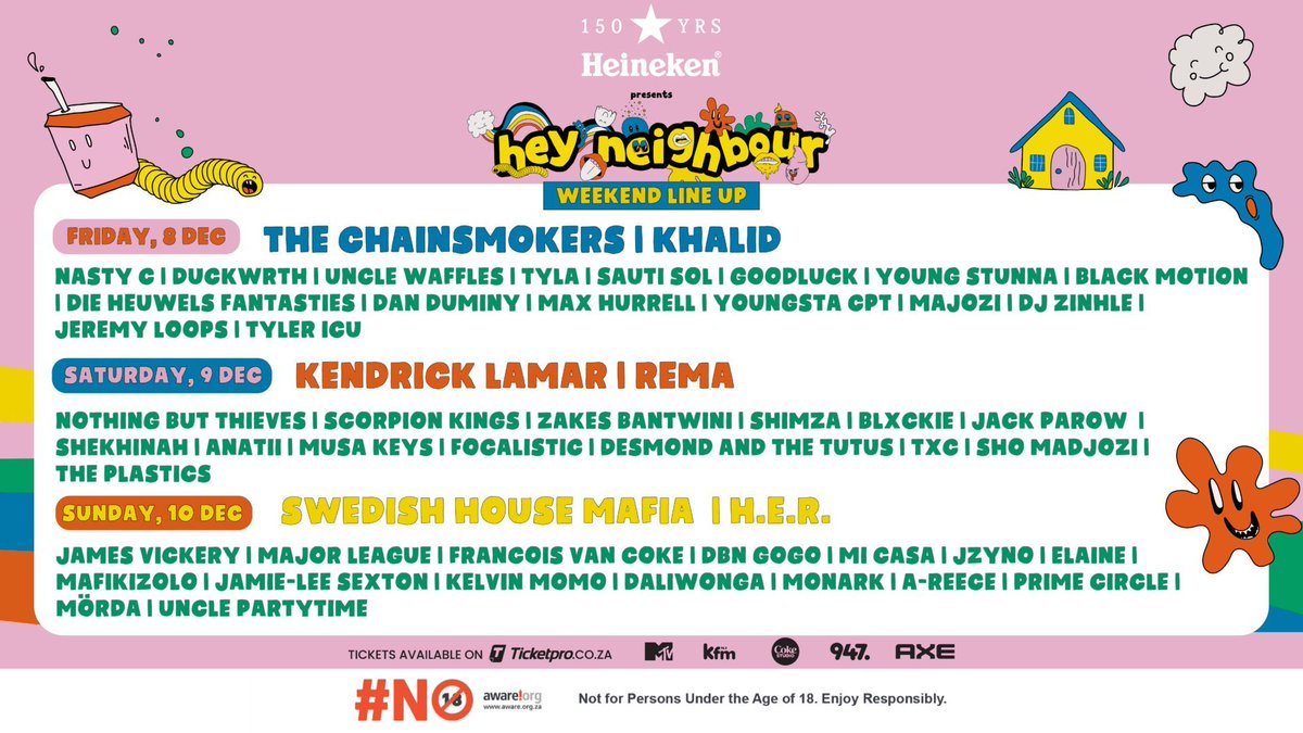 3-Day global music fest uniting international &amp; local artists.

Stand a chance to WIN tickets to <a href="/heyneighbourfes/">HeyNeighbourFest</a>

❓ Name an artist/group/band that you can't wait to see on the Hey Neighbour stage? 
Tag 947 &amp; use #HeyNeighbour for a chance to win.

#HeyNeighbourFest