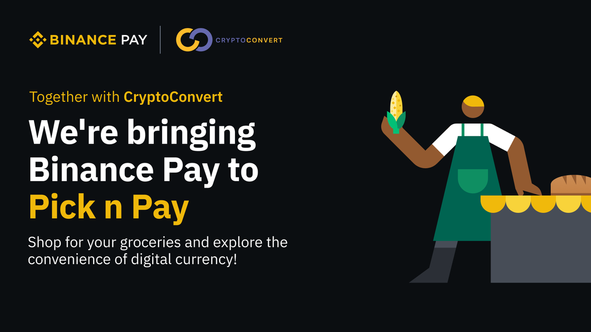 Ma45074Madison's tweet photo. Exciting news! 🥳 Binance Pay and CryptoConvert team up to bring seamless grocery shopping with Pick n Pay. Join us in transitioning into the future effortlessly! #BinancePay #CryptoConvert #PicknPay
🔗 Find out more: https://t.co/kASxUtqSZ5
🔗 https://t.co/64m9IRR478