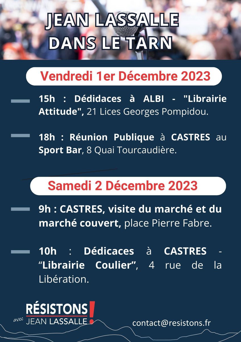 Retrouvez moi Vendredi et Samedi dans le Tarn Au plaisir de vous y retrouver #jeanlassalle